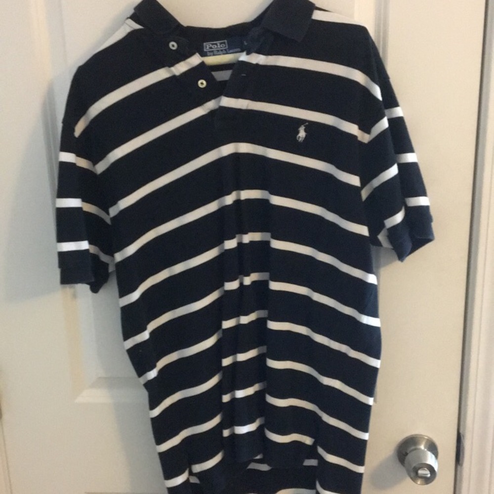 Ralph Lauren Striped Collared Polo Shirt. Sz Large